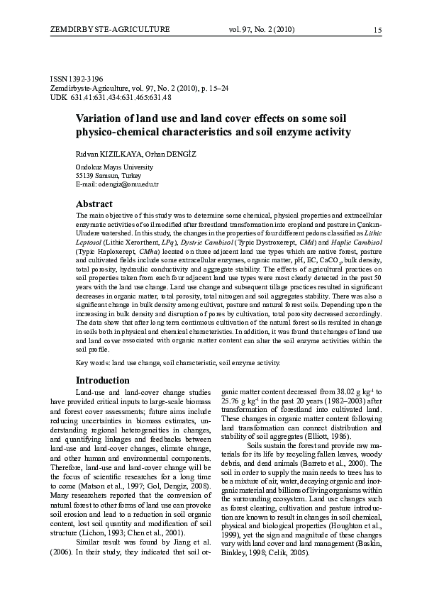 (PDF) Variation of land use and land cover effects on soil some physico ...