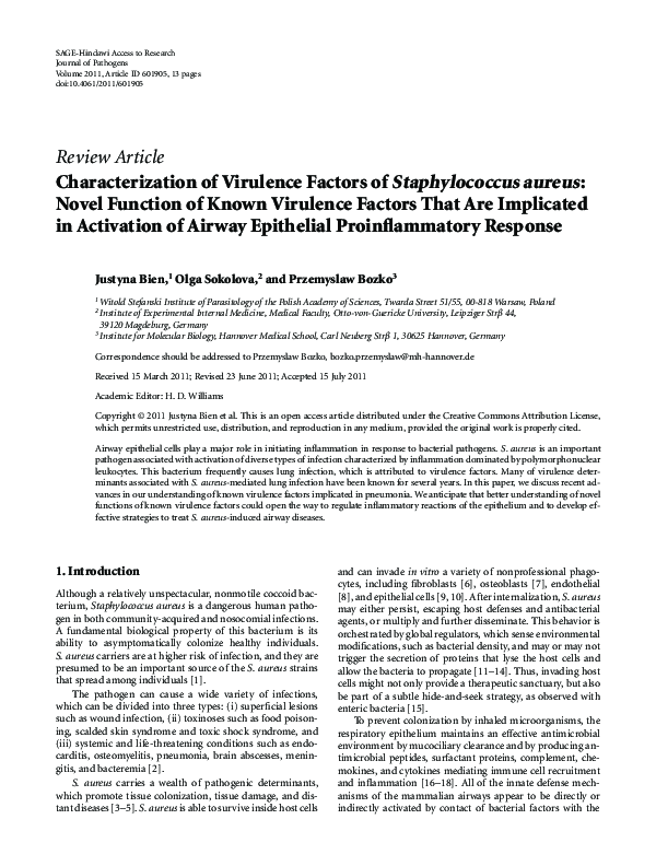 (PDF) Characterization of Virulence Factors of Staphylococcus aureus ...