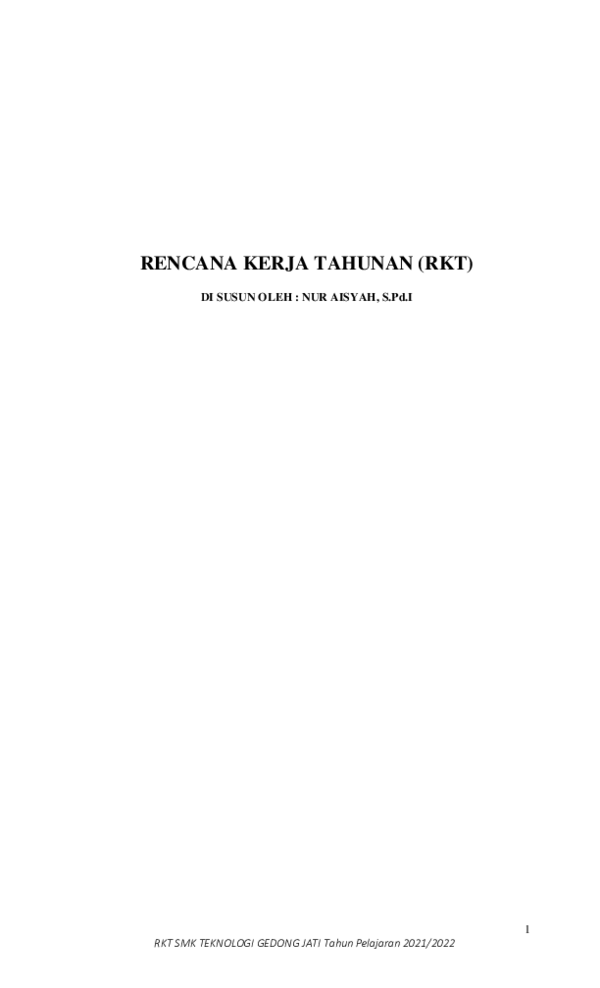 (PDF) Rencana Kerja Tahunan (RKT) SMK
