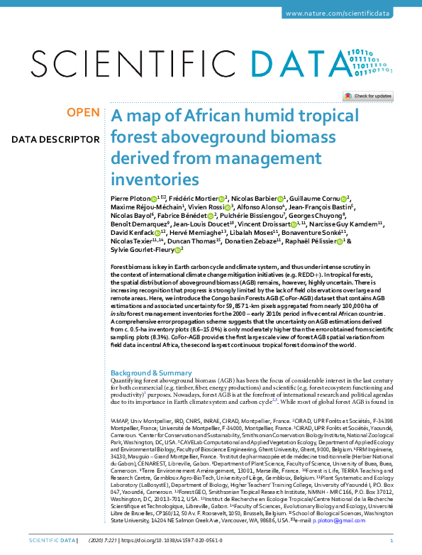 (PDF) A map of African humid tropical forest aboveground biomass ...