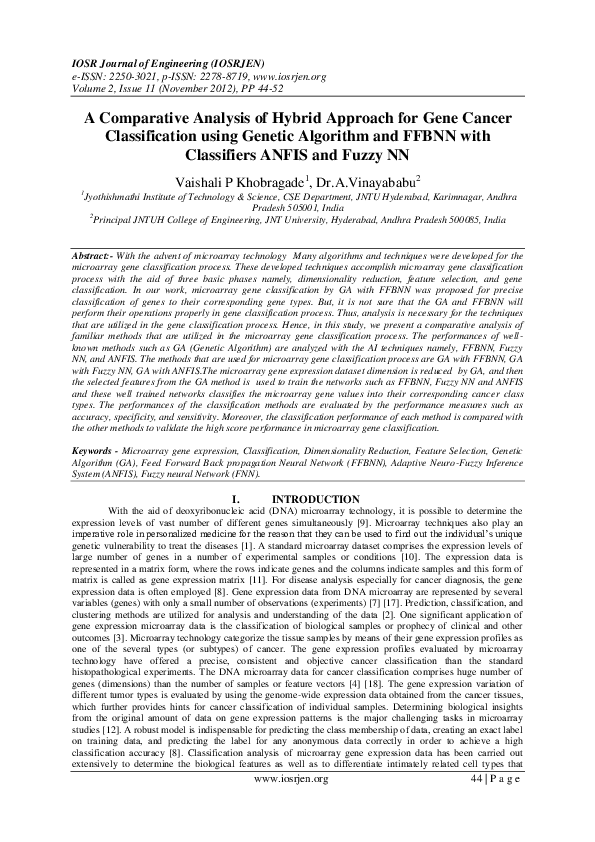 (PDF) A Comparative Analysis of Hybrid Approach for Gene Cancer ...