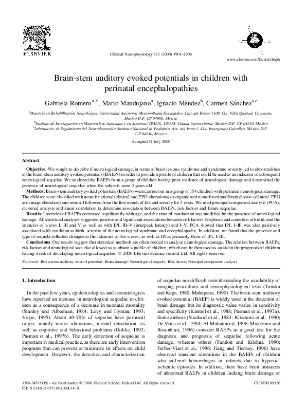 (PDF) Brain-stem auditory evoked potentials in children with perinatal ...
