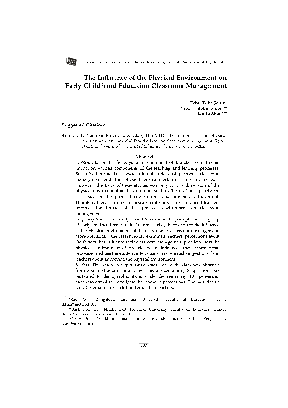 (PDF) The Influence of the Physical Environment on Early Childhood ...