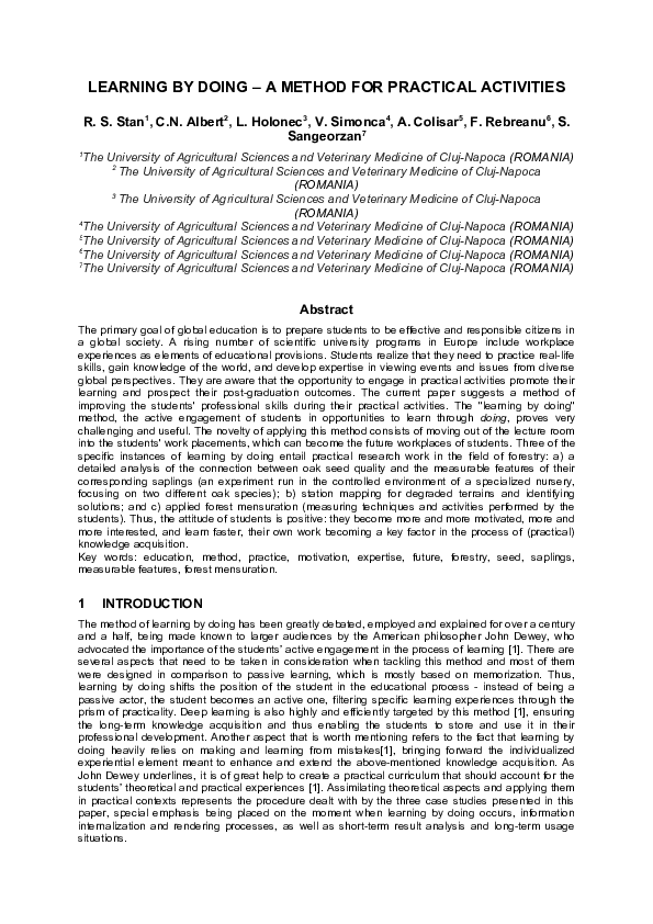 (DOC) LEARNING BY DOING -A METHOD FOR PRACTICAL ACTIVITIES