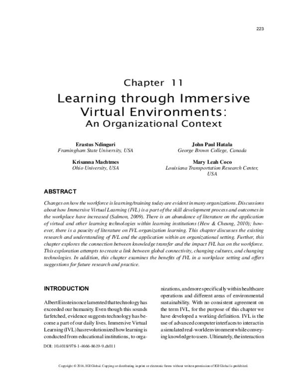 (PDF) Learning through Immersive Virtual Environments
