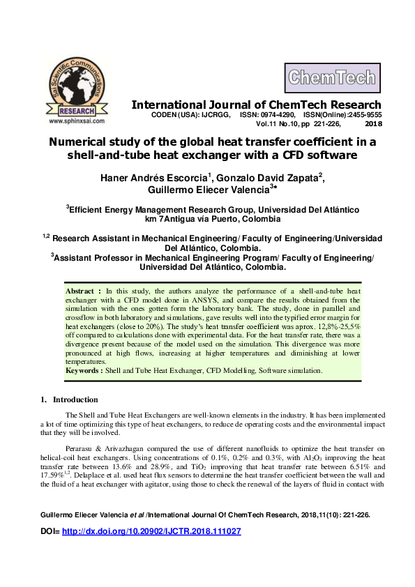 (PDF) Numerical study of the global heat transfer coefficient in a ...