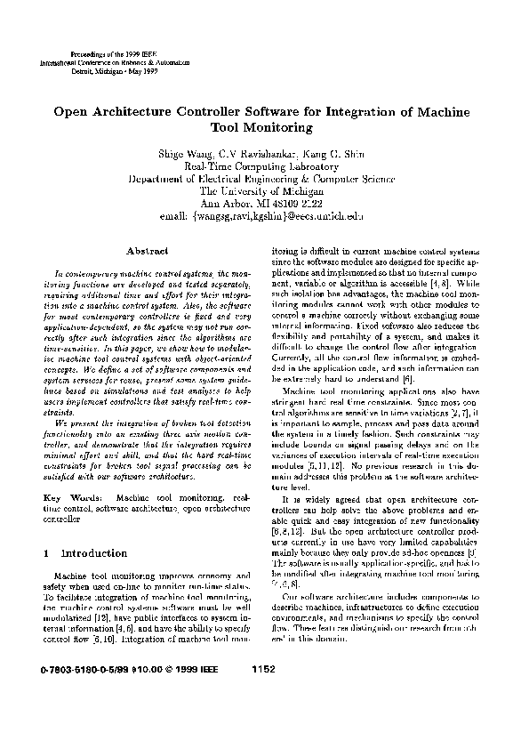 (PDF) Open architecture controller software for integration of machine ...