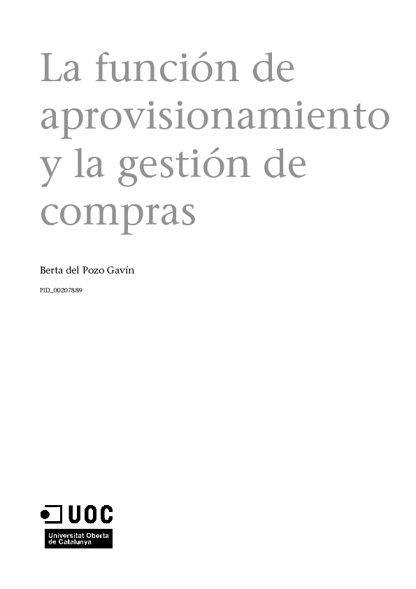 (PDF) La función de aprovisionamiento y la gestión de compras