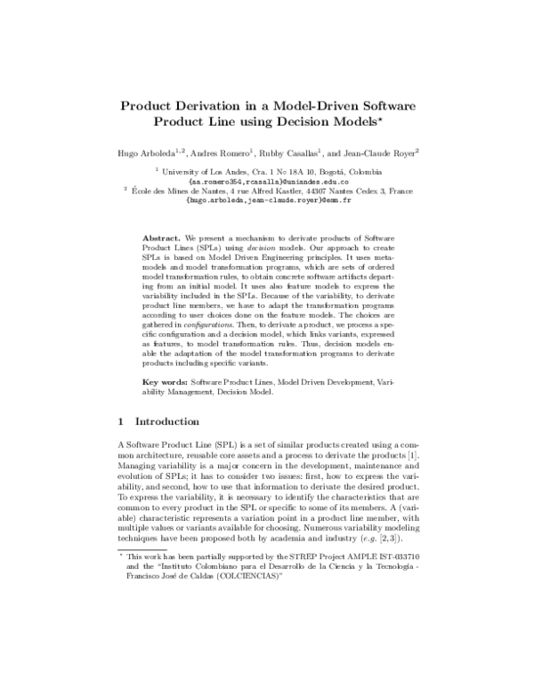 (PDF) Product derivation in a modeldriven software product line using ...