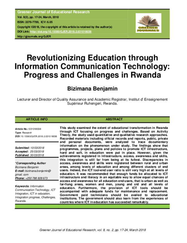 (PDF) Revolutionizing Education through Information Communication ...