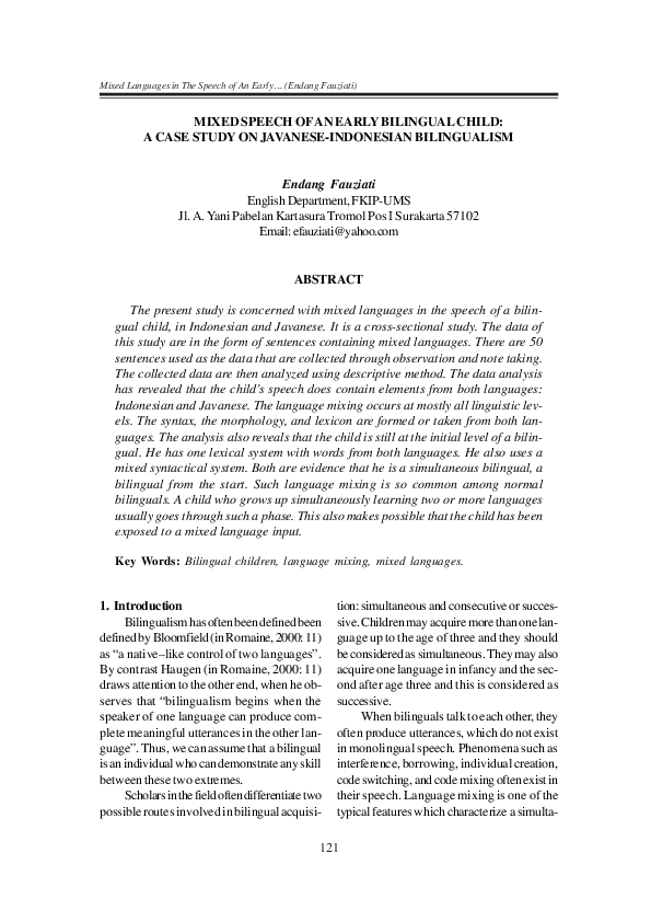 (PDF) Mixed Speech of an Early Bilingual Child: A Case Study on ...
