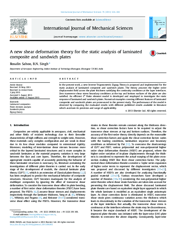 (PDF) A new shear deformation theory for the static analysis of ...