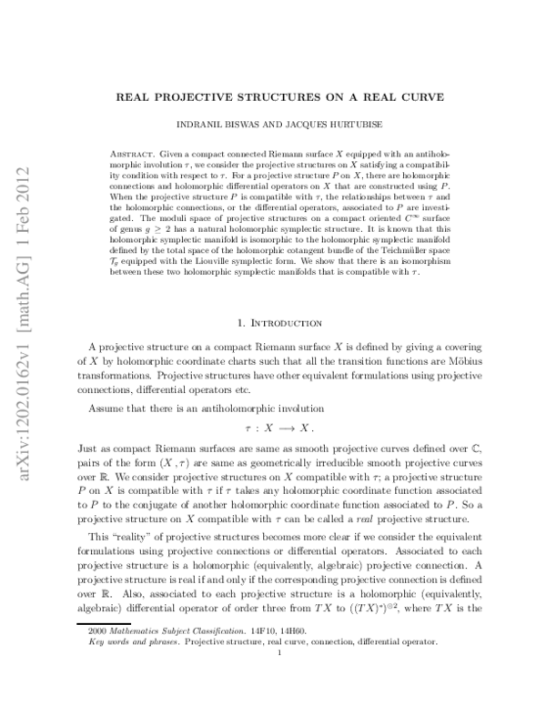 (PDF) Real projective structures on a real curve