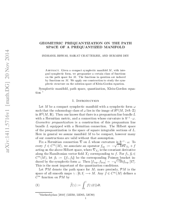 (PDF) Geometric prequantization on the path space of a prequantized ...