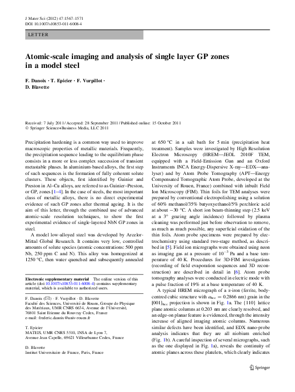(PDF) Atomic-scale imaging and analysis of single layer GP zones in a ...