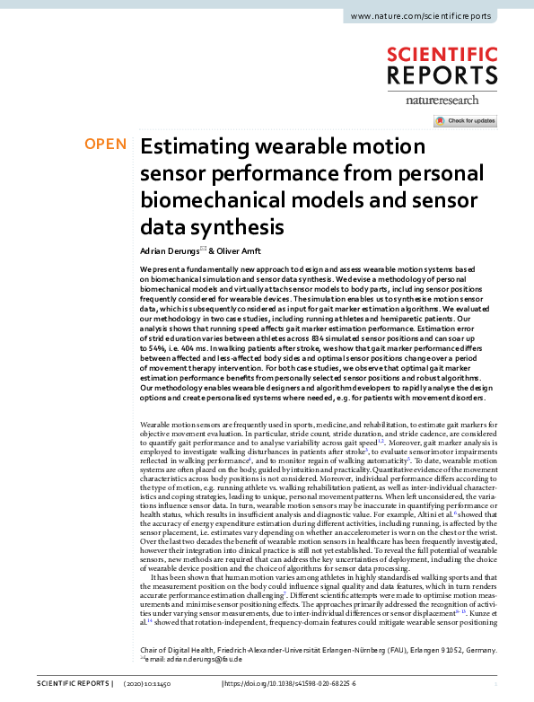 (PDF) Estimating wearable motion sensor performance from personal ...