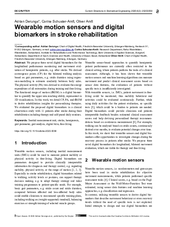 (PDF) Wearable motion sensors and digital biomarkers in stroke ...