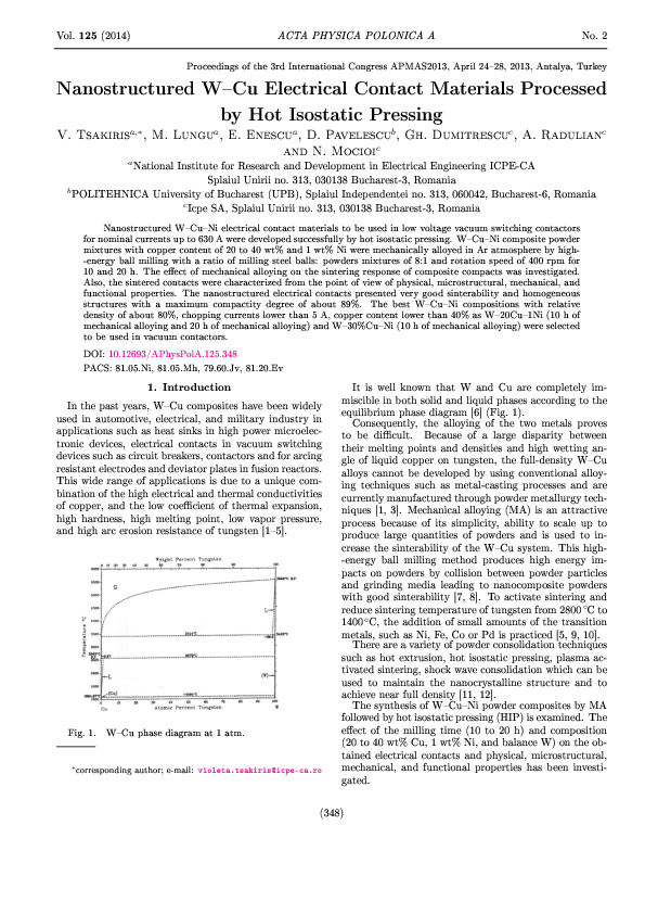 (PDF) Nanostructured WCu Electrical Contact Materials Processed by Hot Isostatic Pressing