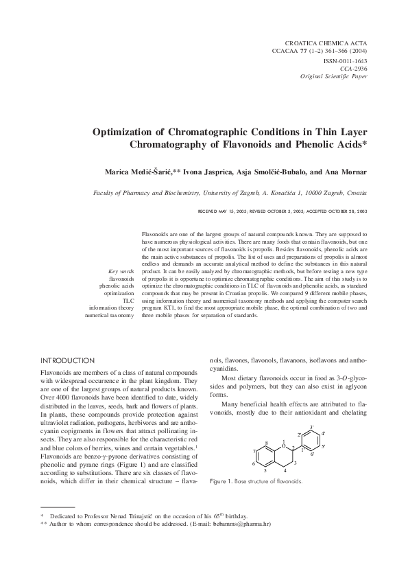 (PDF) Optimization of Chromatographic Conditions in Thin Layer ...