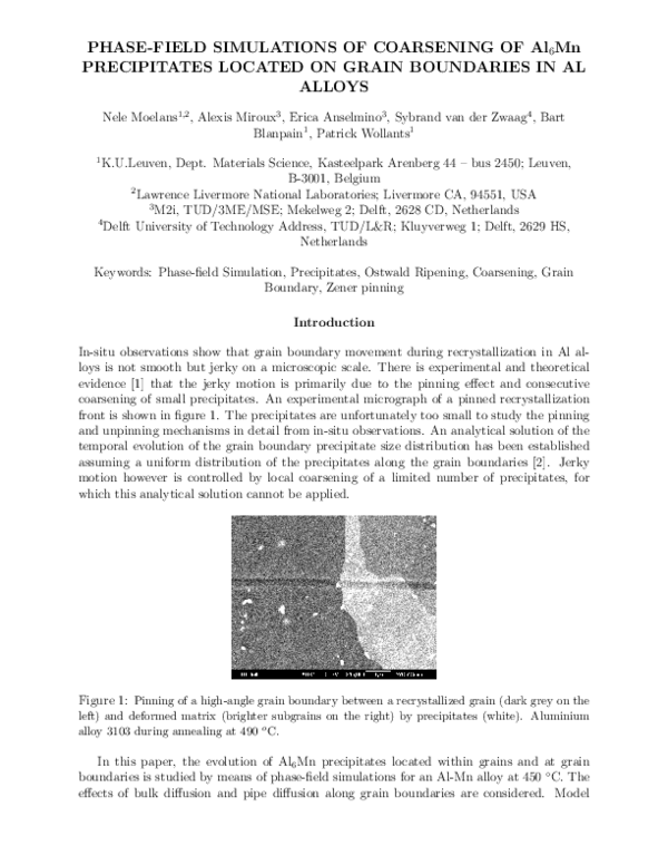 (PDF) Phase-field simulations of coarsening of Al6Mn precipitates ...
