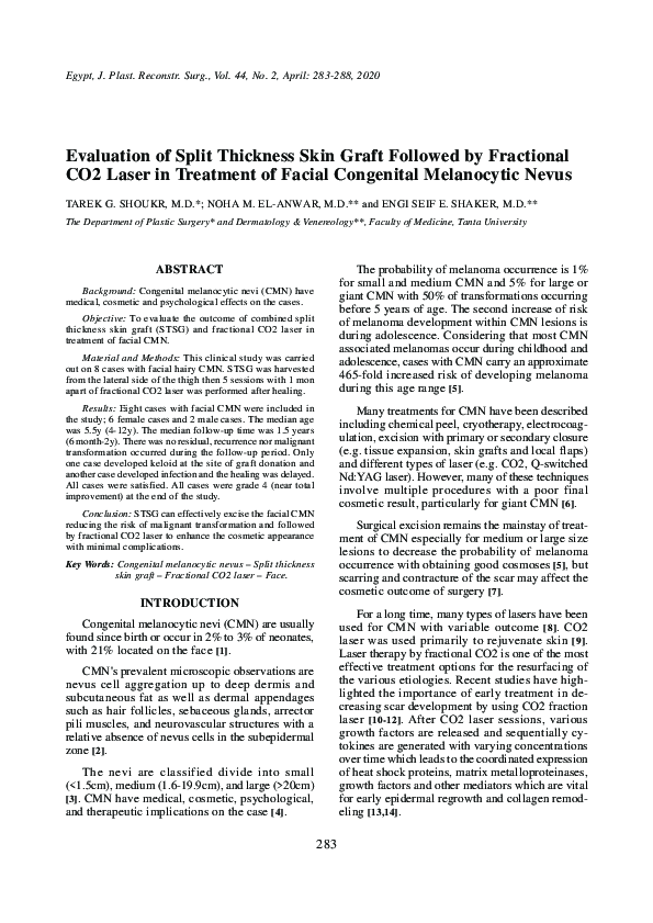 (PDF) Evaluation of Split Thickness Skin Graft Followed by Fractional ...