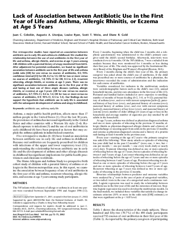 (PDF) Lack of Association between Antibiotic Use in the First Year of ...