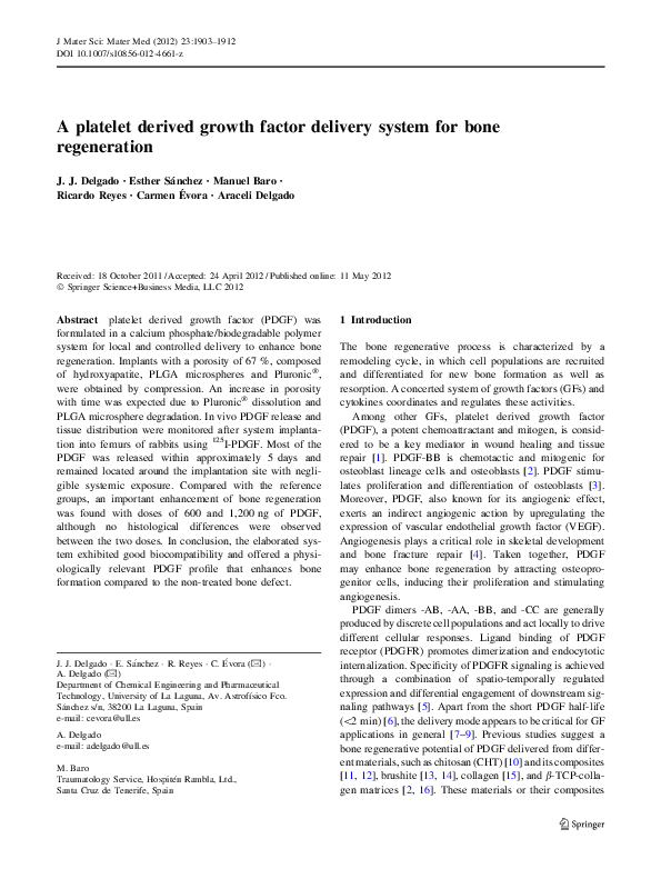 (PDF) A platelet derived growth factor delivery system for bone ...