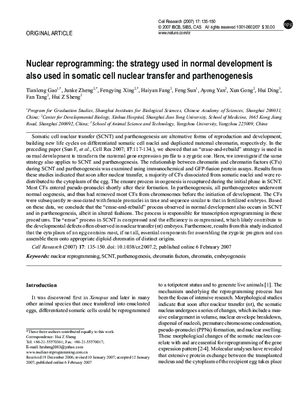 (PDF) Nuclear Reprogramming: the Strategy Used In Normal Development is ...