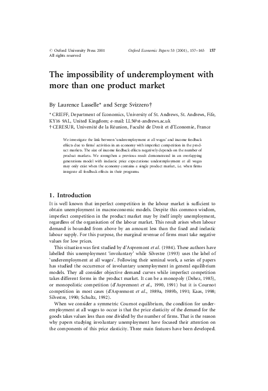(PDF) The impossibility of underemployment with more than one product ...