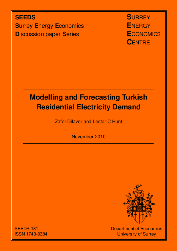 (PDF) Modelling and forecasting Turkish residential electricity demand