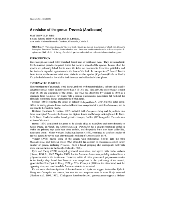 (PDF) Jebb, M.H.P. (1998) A revision of the genus Trevesia (Araliaceae ...