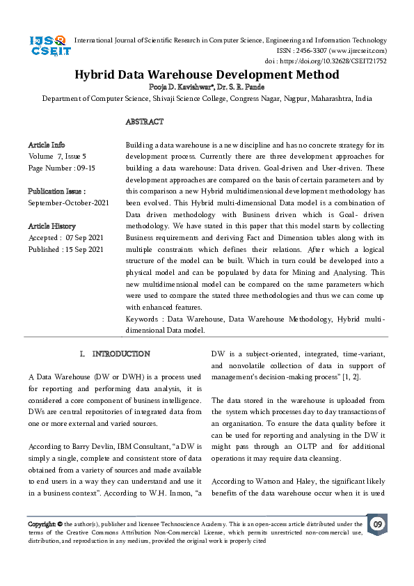 (PDF) Hybrid Data Warehouse Development Method
