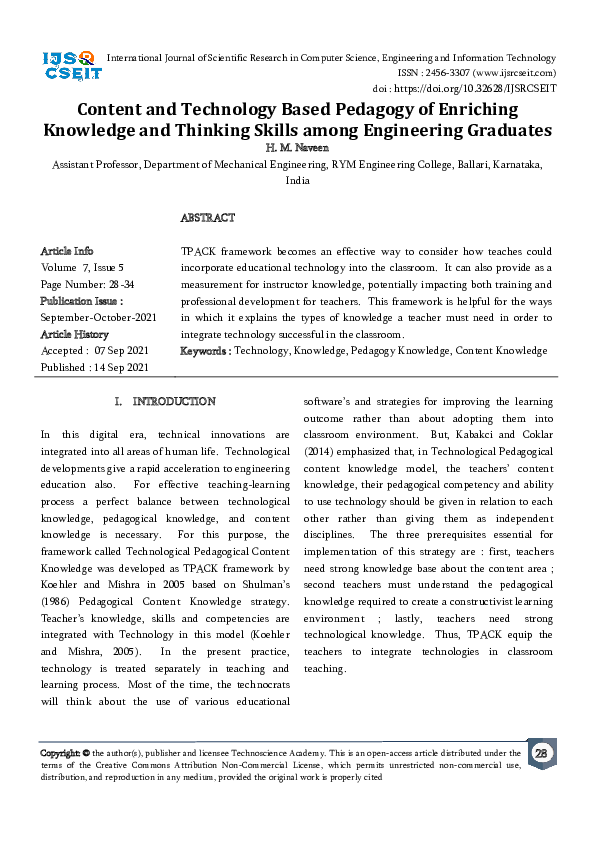 (PDF) Content and Technology Based Pedagogy of Enriching Knowledge and ...