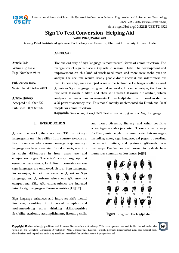 (PDF) Sign Language to Text Conversion Using Deep Learning Techniques ...