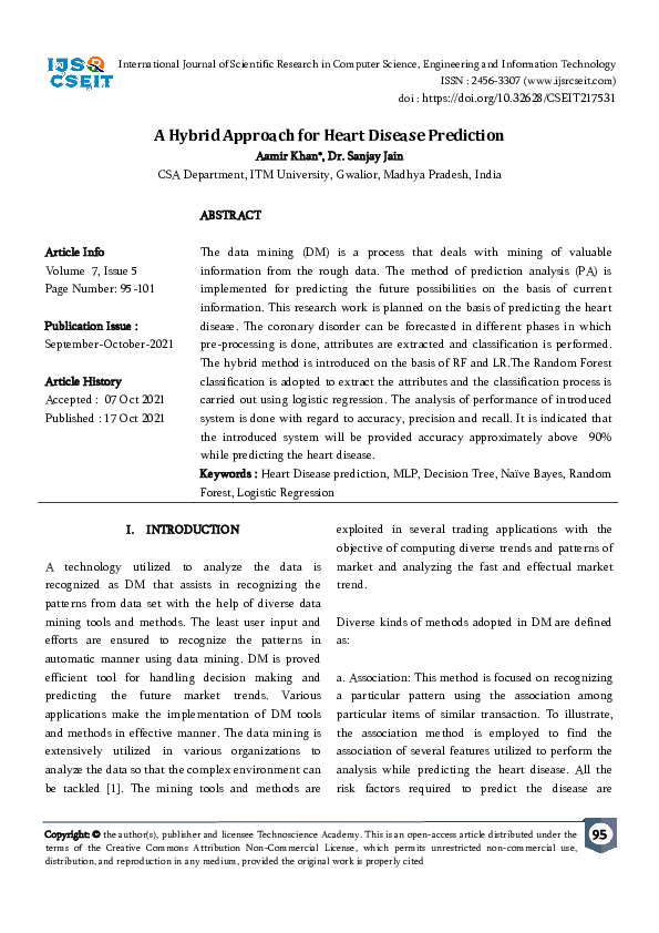 (PDF) A Hybrid Approach for Heart Disease Prediction