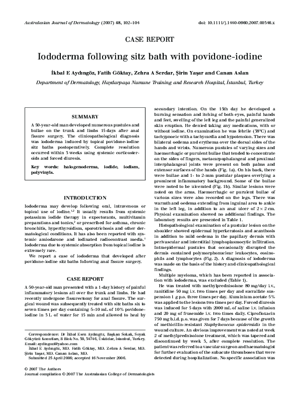 (PDF) Iododerma following sitz bath with povidoneiodine Ikbal