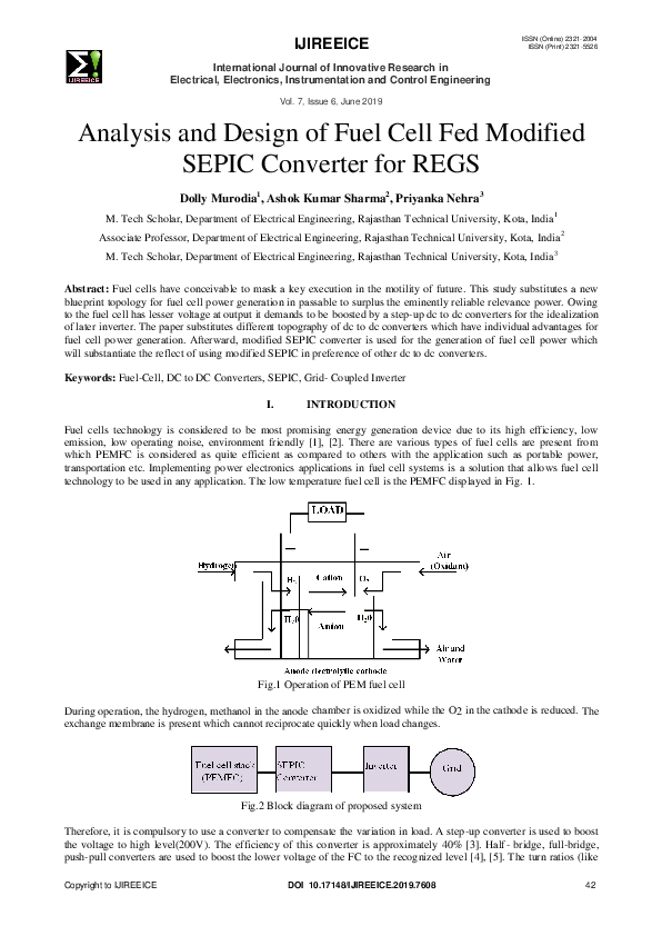(PDF) Analysis and Design of Fuel Cell Fed Modified SEPIC Converter for ...