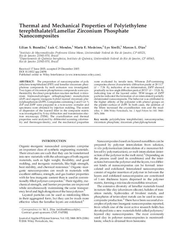 (PDF) Thermal and mechanical properties of poly(ethylene terephthalate ...
