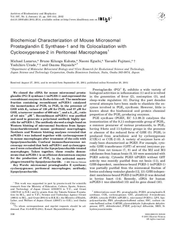 (PDF) Biochemical Characterization of Mouse Microsomal Prostaglandin E ...