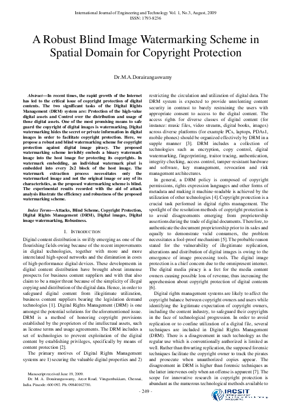 (PDF) Robust Blind Image Watermarking Scheme in Spatial Domain for ...