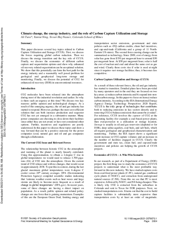 (PDF) Climate change, the energy industry, and the role of carbon ...