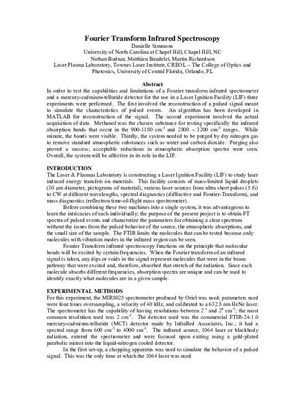 (PDF) Fourier Transform Infrared Spectroscopy