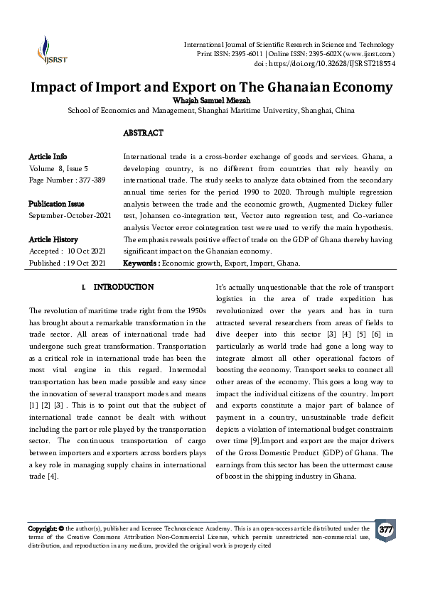 (PDF) Impact of Import and Export on The Ghanaian Economy