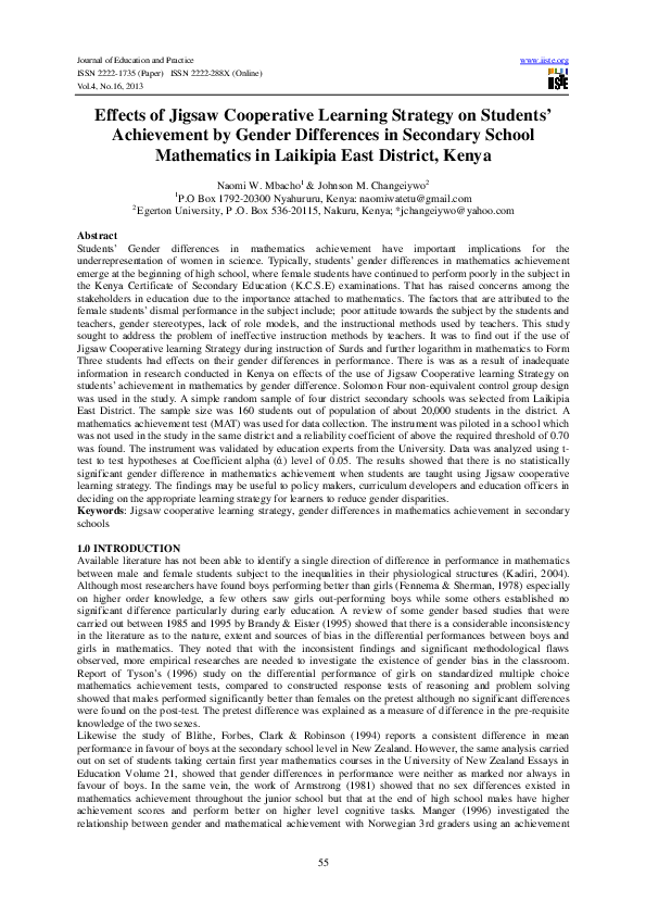(PDF) Effects of Jigsaw Cooperative Learning Strategy on Students ...