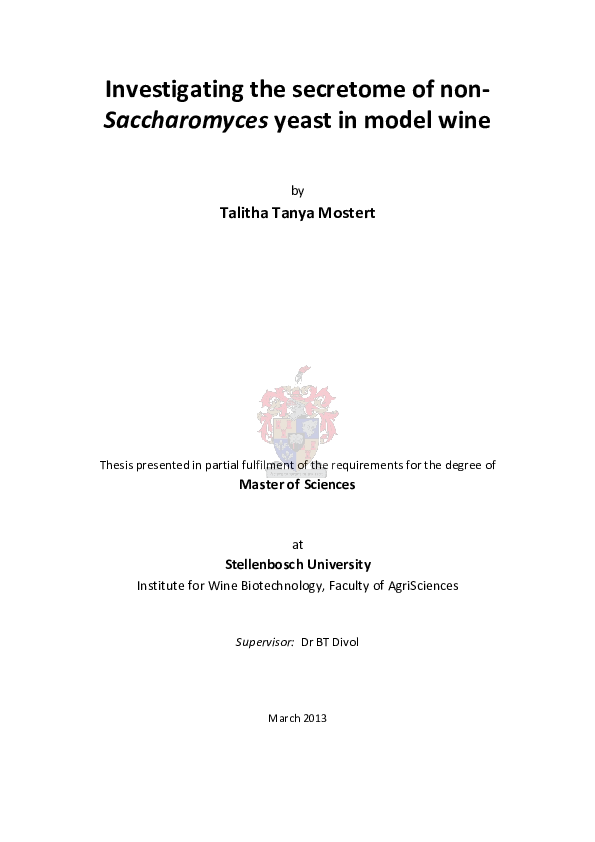 (PDF) Investigating the secretome of non-Saccharomyces yeast in model wine