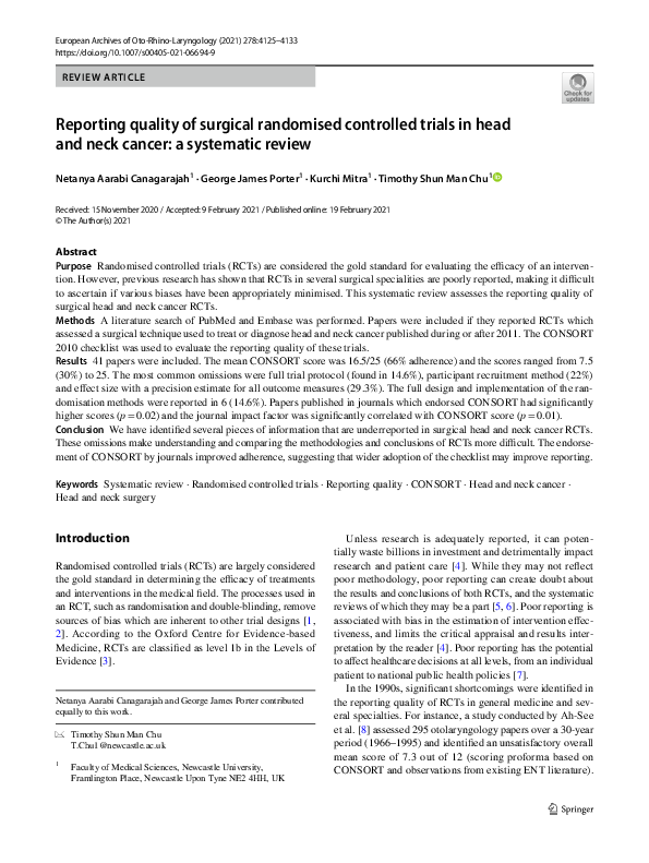 (PDF) Reporting quality of surgical randomised controlled trials in ...