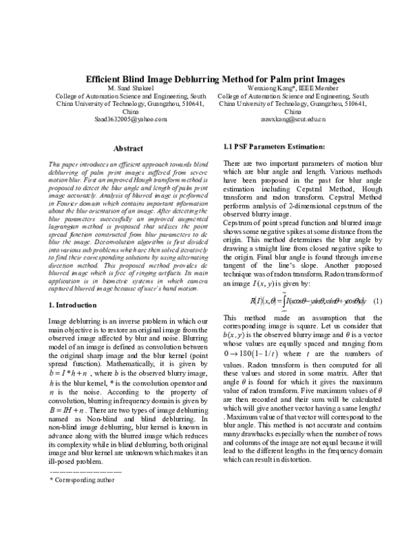 (PDF) Efficient Blind Image Deblurring method for palm print images ...