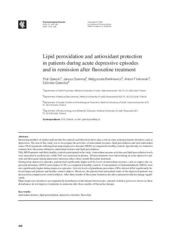 (PDF) Lipid peroxidation and antioxidant protection in patients during ...