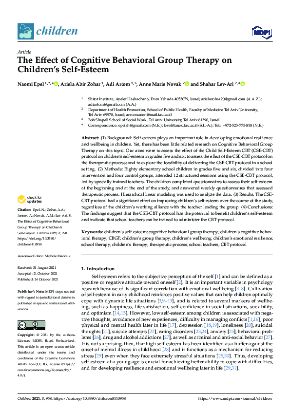 (PDF) The Effect of Cognitive Behavioral Group Therapy on Children’s ...