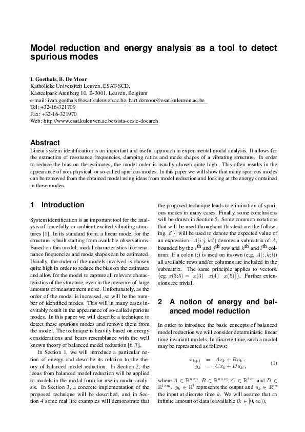 (PDF) Model Reduction and Energy Analysis as a Tool to Detect Spurious ...
